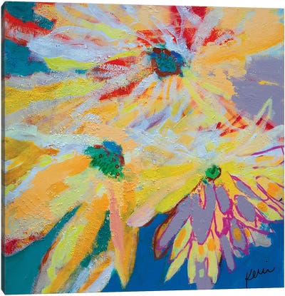 Three Sunflowers Canvas Art Print - Kerri McCabe