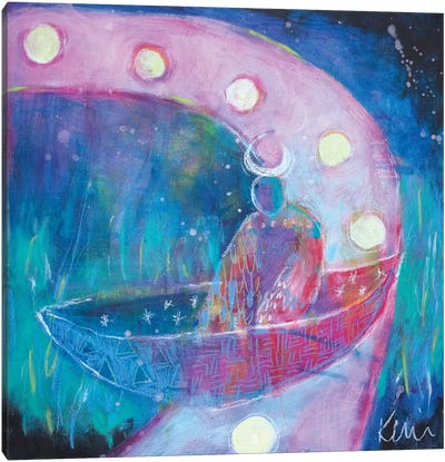 Following The Full Moon Path Canvas Art Print - Kerri McCabe