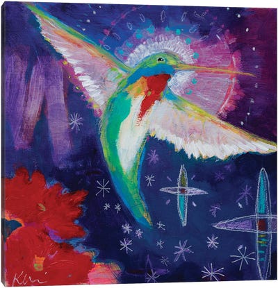 Humming With The Cosmos Canvas Art Print - Kerri McCabe
