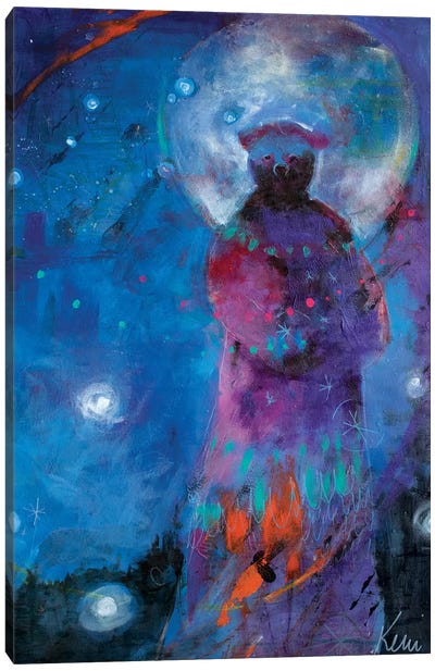 Bear Moon Canvas Art Print - Kerri McCabe
