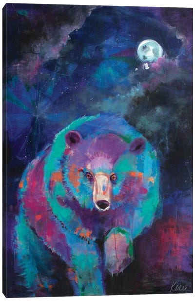Bear's Nightly Wander Canvas Art Print - Kerri McCabe