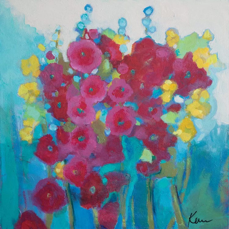 Hollyhock Happiness by Kerri McCabe wall art