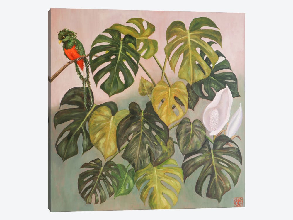 Monstera With Parrot by Katia Bellini 1-piece Art Print