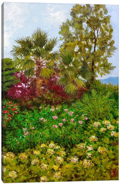Morning In Mediterranean Garden Canvas Art Print - Celery