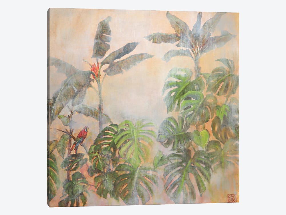 Tropical Scenery With Parrot by Katia Bellini 1-piece Canvas Artwork