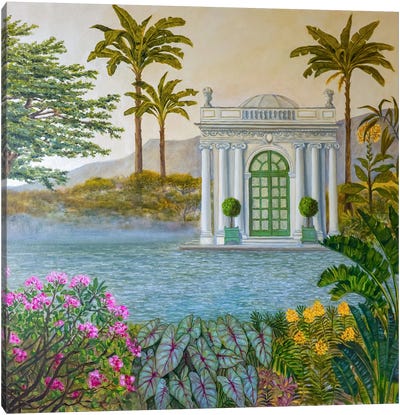 Botanical Gardens With Conservatory Canvas Art Print - Katia Bellini