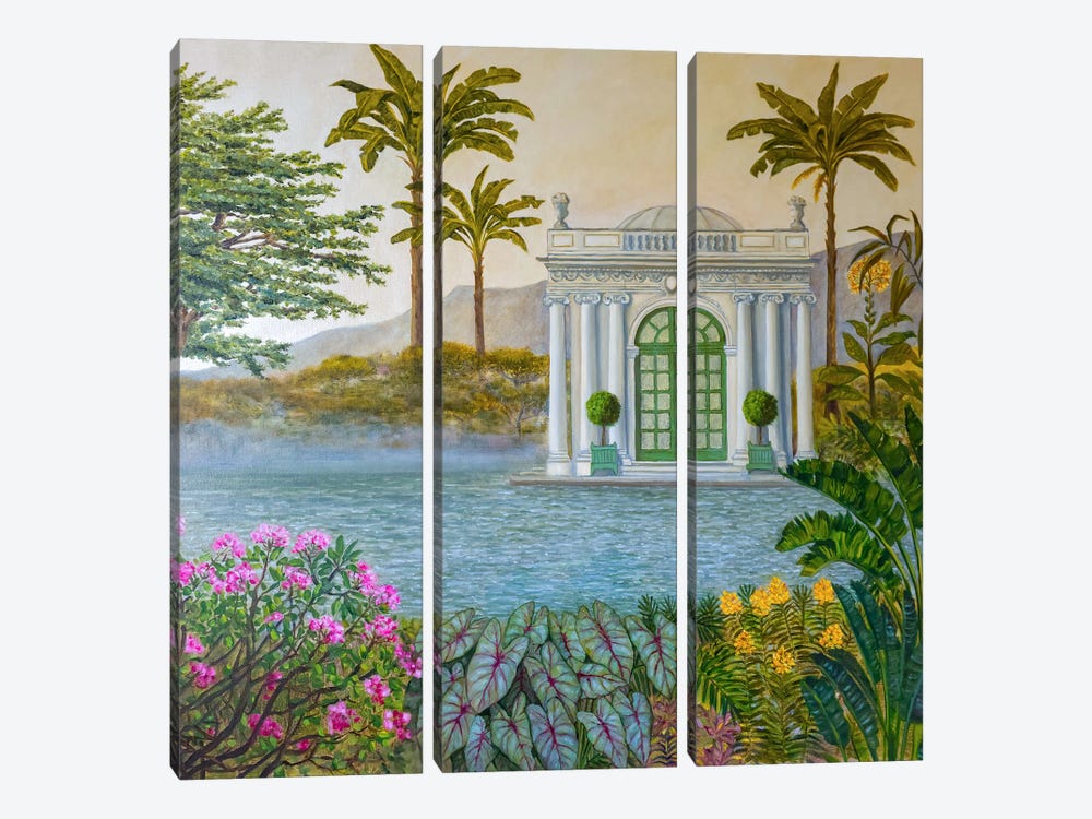 Botanical Gardens With Conservatory by Katia Bellini 3-piece Canvas Wall Art