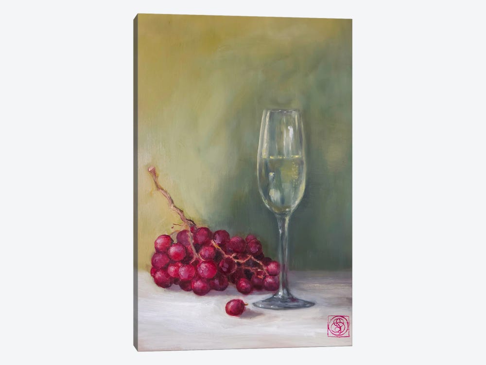 Champagne And Grapes by Katia Bellini 1-piece Canvas Art