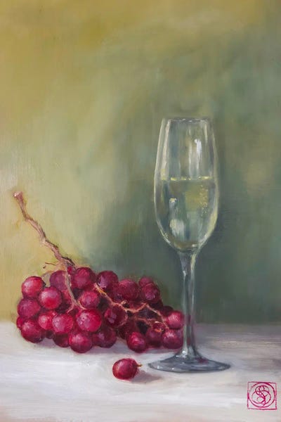 Contemporary Fine Art: Champagne And Grapes by Katia Bellini
