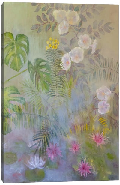 Flowering Pond Canvas Art Print - Tan Art