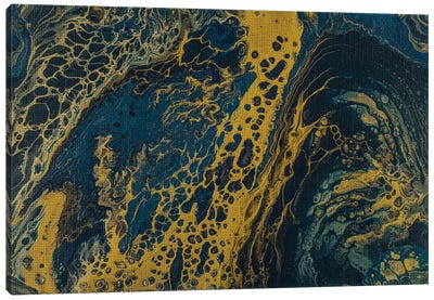 Blue Hue Lava II Canvas Art Print - Gold & Teal Art