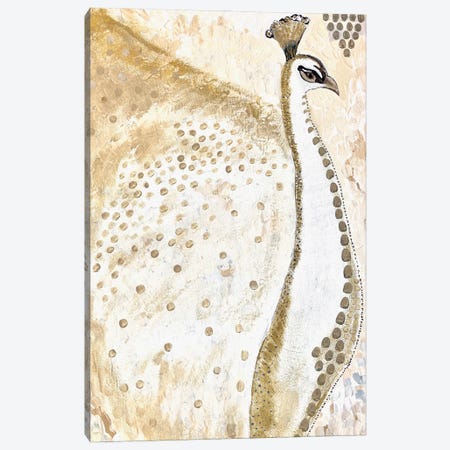 Albino Peacock Gold Canvas Print #KBS2} by Karen Barski Canvas Artwork