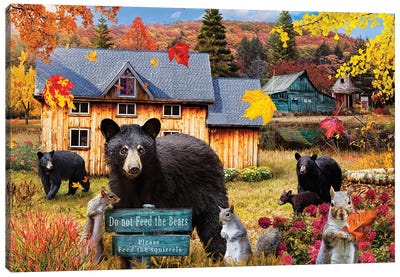 Do Not Feed The Bears Canvas Art Print - Black Bear Art