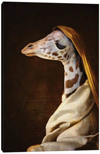 Portrait Of A Young Giraffe Canvas Art Print - Karen Burke