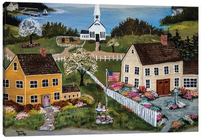 Springtime In New England Canvas Art Print - Village & Town Art