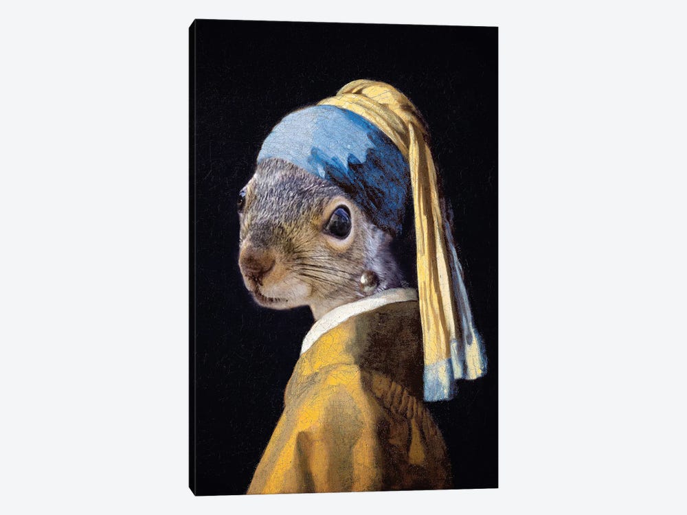 Squirrel With A Pearl Earring by Karen Burke 1-piece Canvas Artwork