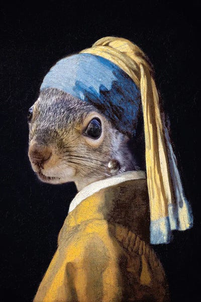 Rodents: Squirrel With A Pearl Earring by Karen Burke