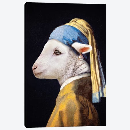 Lamb With The Pearl Earring Canvas Print #KBU39} by Karen Burke Canvas Print