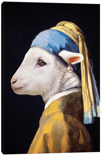 Lamb With The Pearl Earring Canvas Art Print - Karen Burke