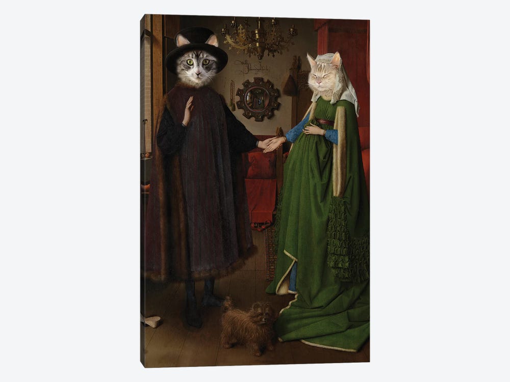 Arnolfini Wedding Cats by Karen Burke 1-piece Canvas Art