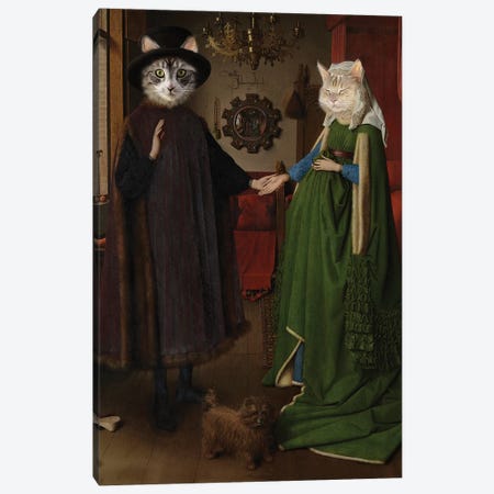 Arnolfini Wedding Cats Canvas Print #KBU4} by Karen Burke Art Print