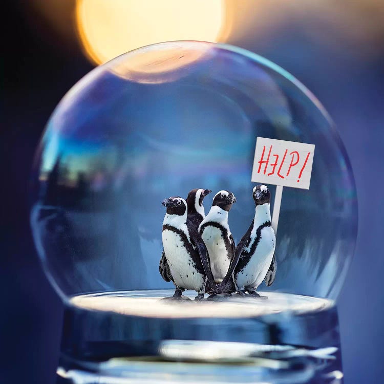Penguins Help by Karen Burke wall art