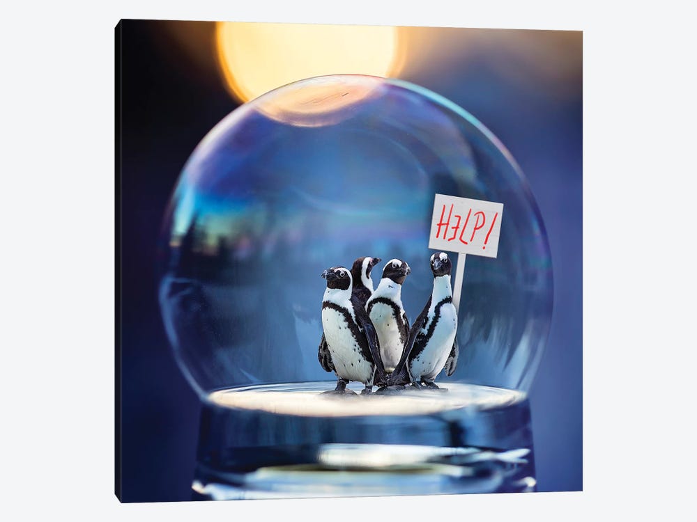Penguins Help by Karen Burke 1-piece Art Print
