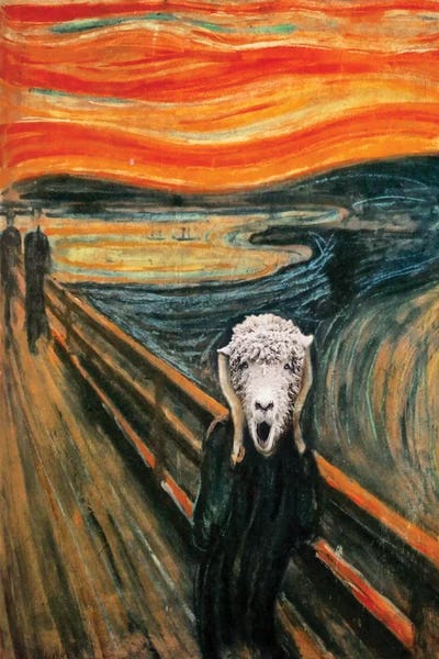 The Scream Lamb by Karen Burke framed canvas print