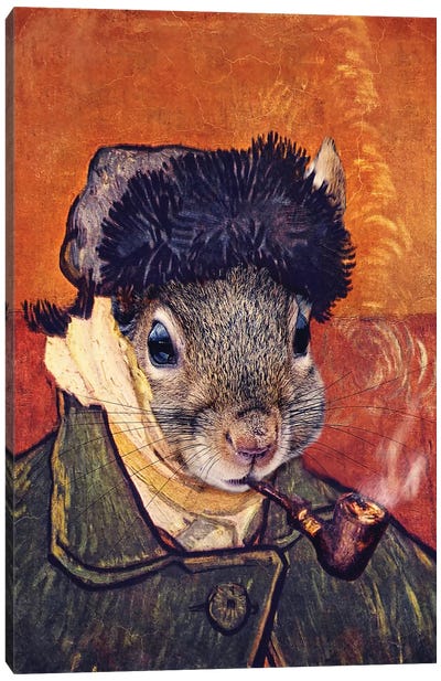 Vincent Selfie Canvas Art Print - Squirrel Art