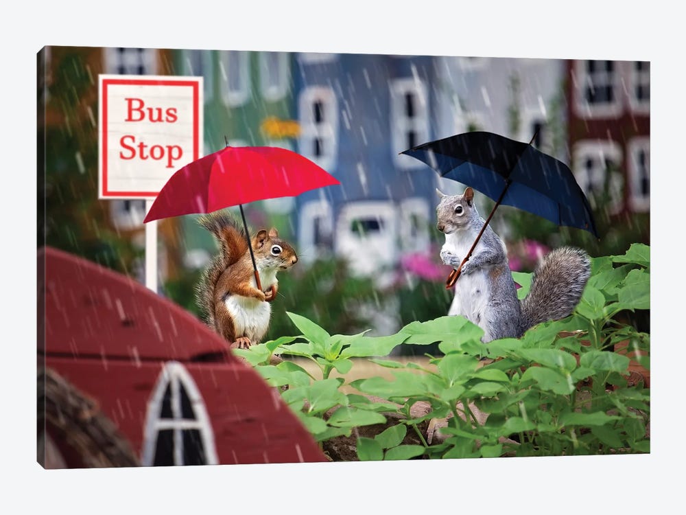 Bus Stop In The Rain by Karen Burke 1-piece Art Print