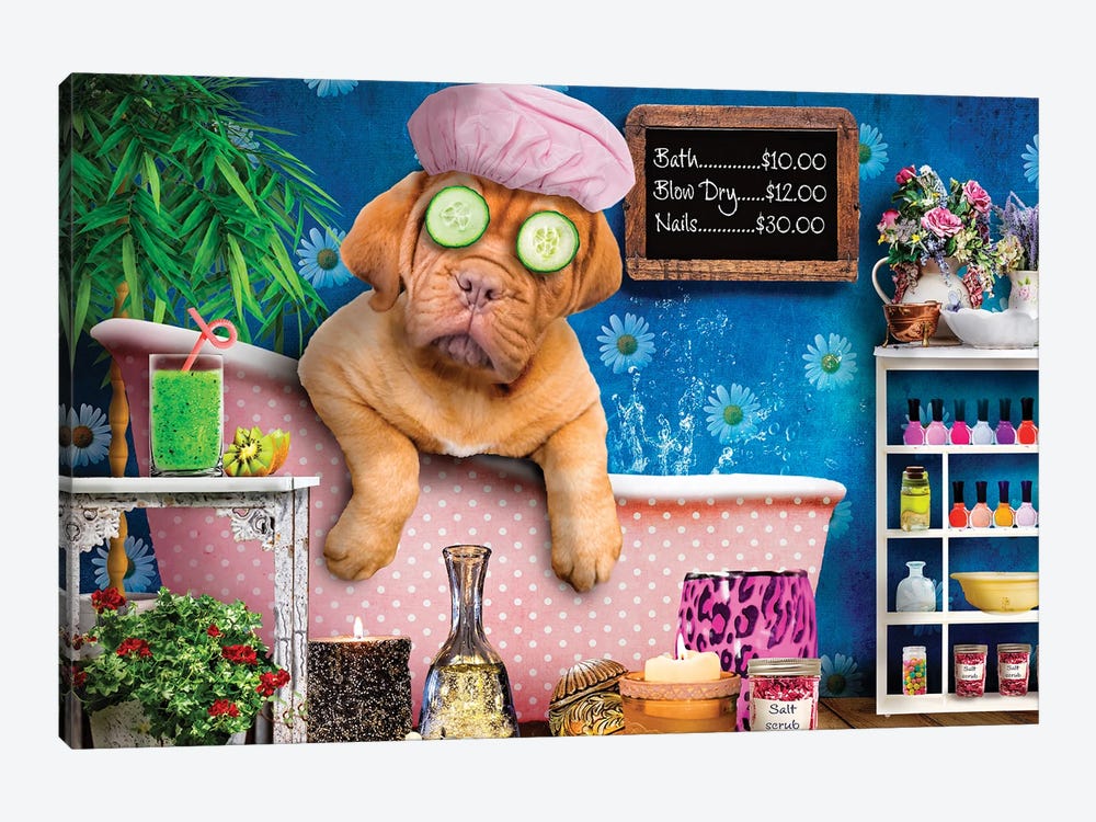 Doggie Day Spa by Karen Burke 1-piece Canvas Artwork