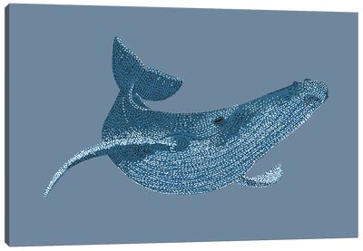 Stipple Of The Sea Humpback Whale Canvas Art Print - Humpback Whale Art