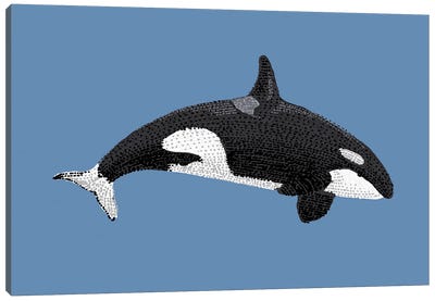 Stipple Of The Sea Killer Whale Canvas Art Print - Orca Whale Art