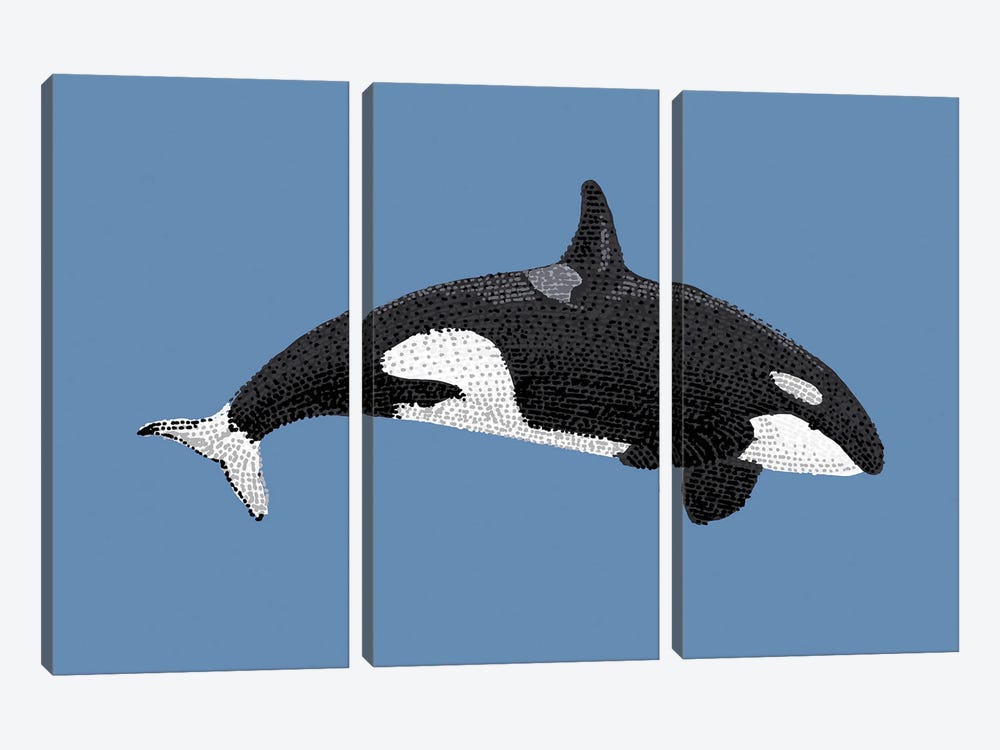 Stipple Of The Sea Killer Whale by Kelsey Emblow 3-piece Canvas Art
