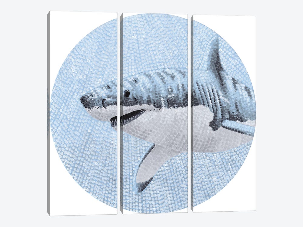 Starry Ocean Great White Shark by Kelsey Emblow 3-piece Canvas Art Print