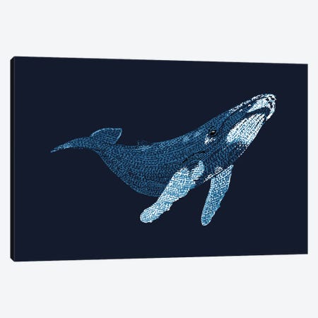 Stipple Of The Sea Humpback Whale 2 Canvas Print #KBW20} by Kelsey Emblow Canvas Artwork