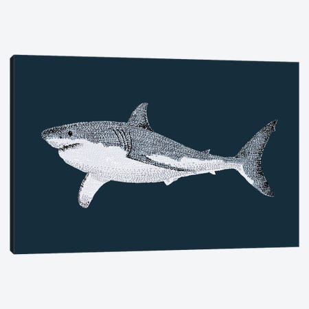 Stipple Of The Sea Great White Canvas Print #KBW21} by Kelsey Emblow Canvas Art
