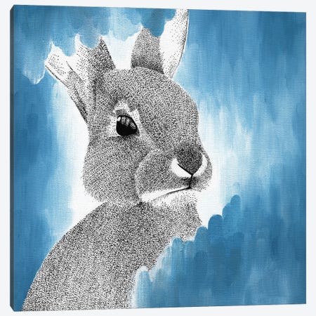 Dreamy Blue Bunny Canvas Print #KBW24} by Kelsey Emblow Canvas Art Print