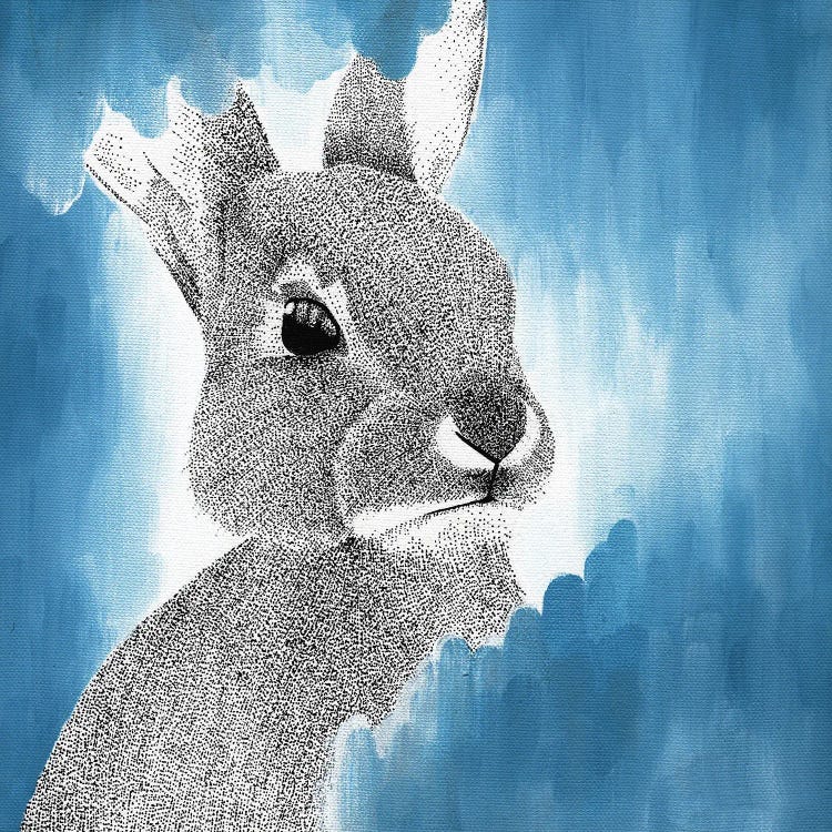 Dreamy Blue Bunny by Kelsey Emblow wall art