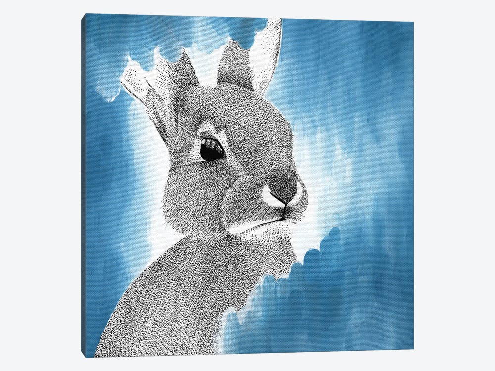 Dreamy Blue Bunny by Kelsey Emblow 1-piece Canvas Wall Art