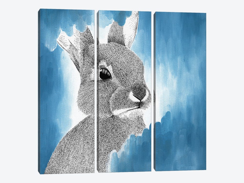 Dreamy Blue Bunny by Kelsey Emblow 3-piece Canvas Art