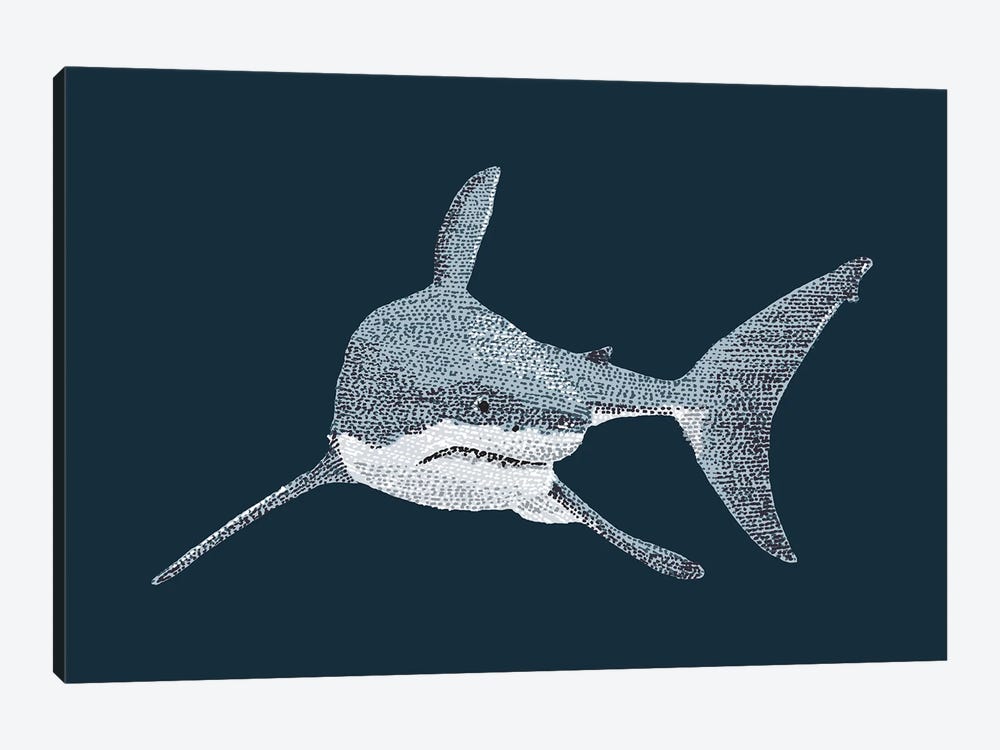 Stipple Of The Sea Great White Shark by Kelsey Emblow 1-piece Art Print