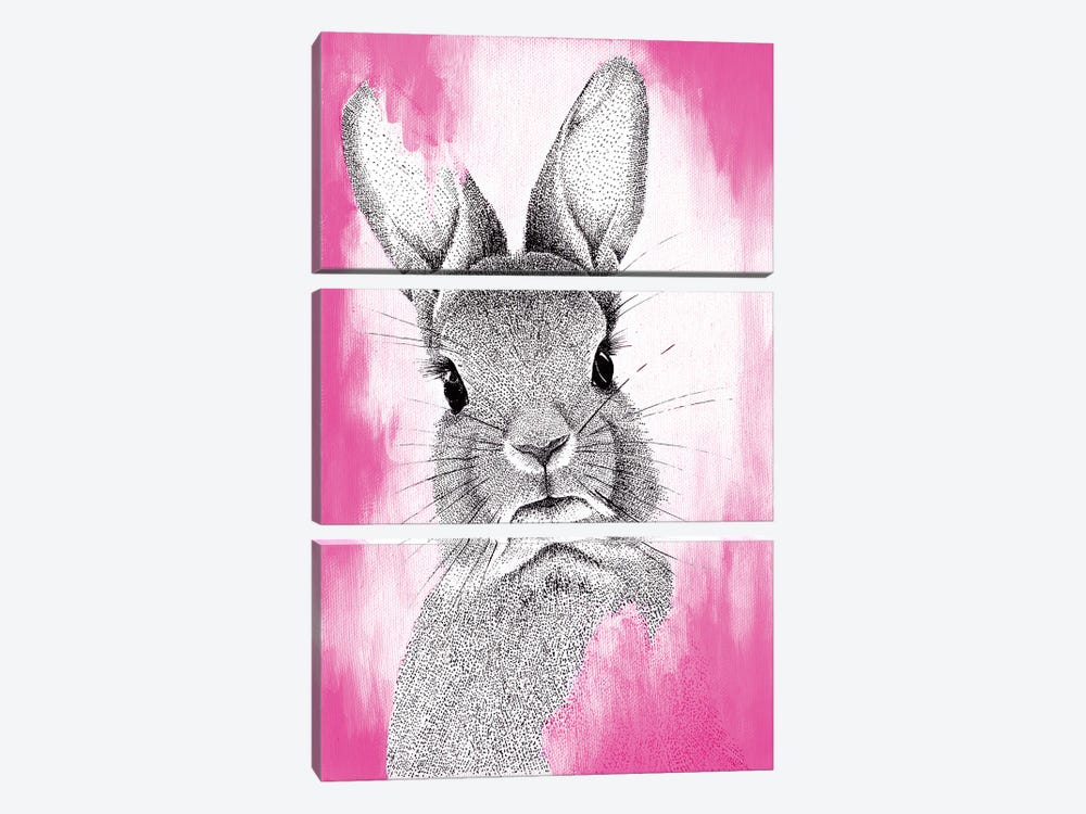 Pinkest Pink Bunny by Kelsey Emblow 3-piece Art Print