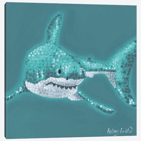 Tiffany Shark Canvas Print #KBW29} by Kelsey Emblow Canvas Wall Art
