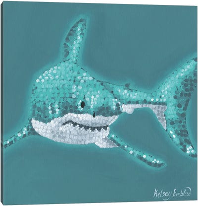 Tiffany Shark Canvas Art Print - Turquoise Art