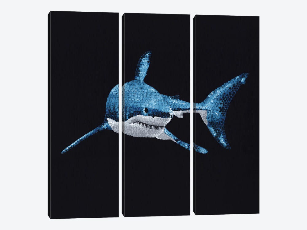 Deep - Great White Shark by Kelsey Emblow 3-piece Canvas Wall Art