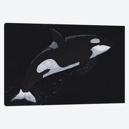Breaching Orca Canvas Print #KBW43} by Kelsey Emblow Canvas Wall Art