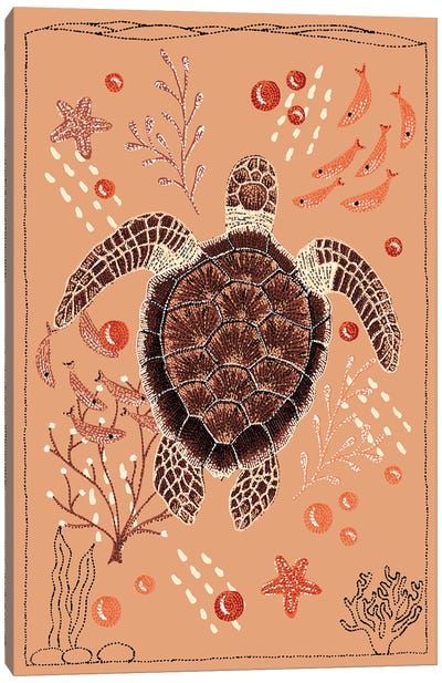 Sea Turtle Canvas Art Print - Kelsey Emblow