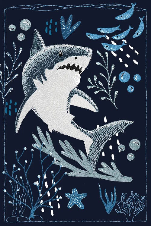 Ocean Garden Great White Shark by Kelsey Emblow wall art