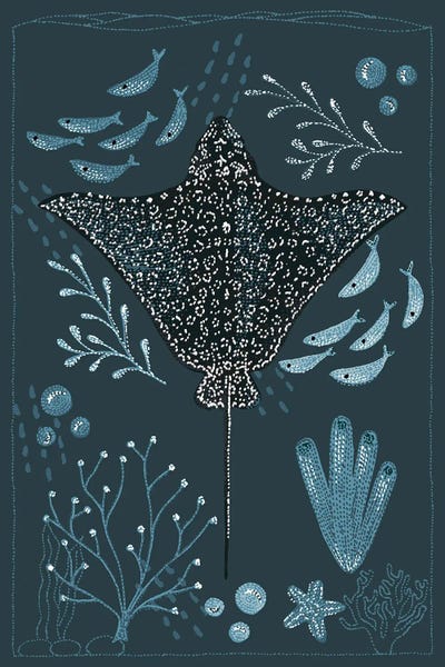 Kelsey Emblow: Ocean Garden Spotted Eagle Ray by Kelsey Emblow